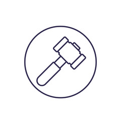 hammer, sledgehammer icon on white, line