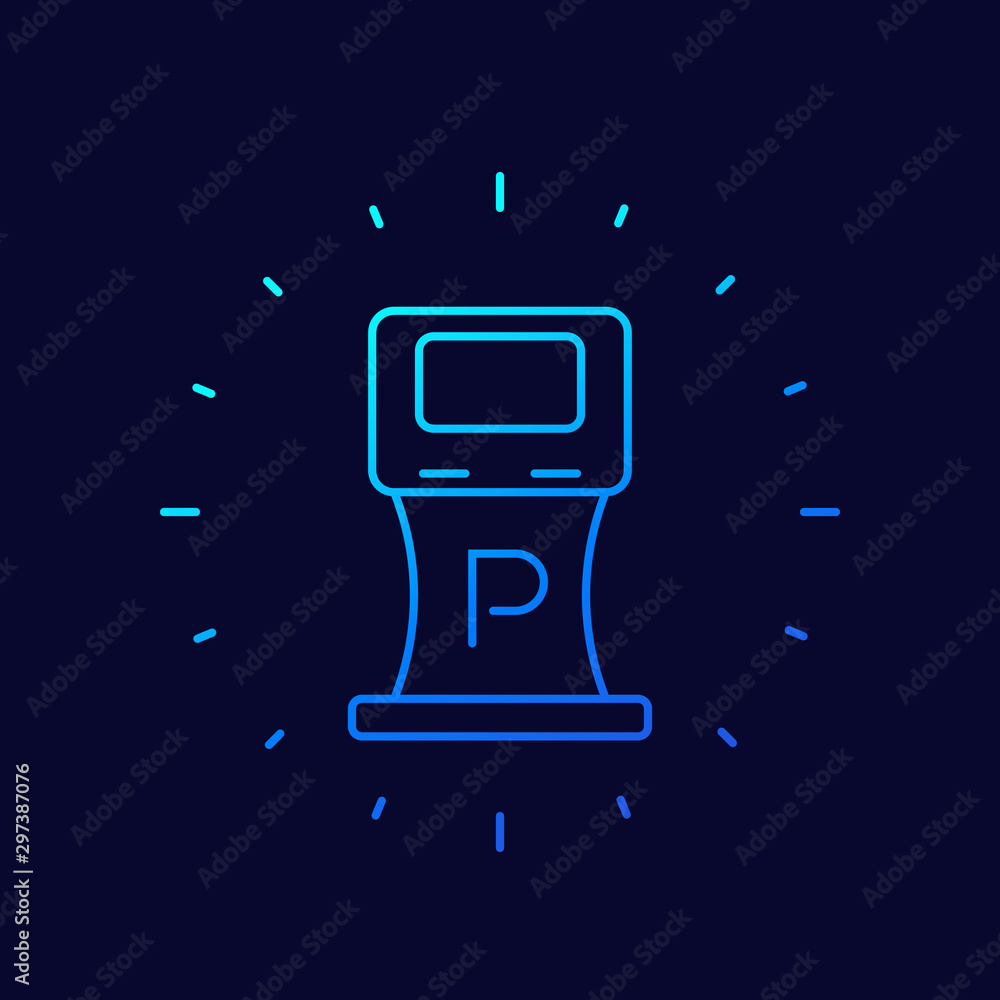 Wall mural parking machine icon, thin line vector