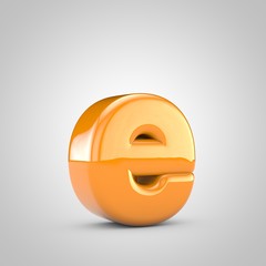 Fototapeta premium Orange 3d letter E lowercase isolated on white background