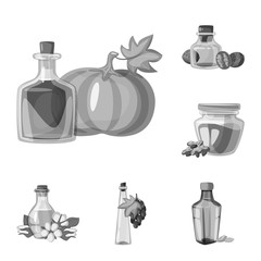 Vector design of nutrition and organics symbol. Set of nutrition and glass stock symbol for web.