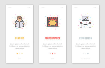 Entertainment onboarding screens design.