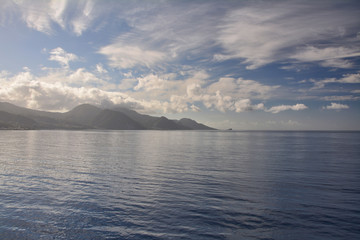 Morning view from sea on Dominica island