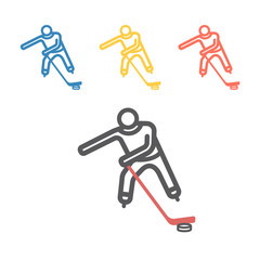 Hockey player line icon. Vector signs for web graphics