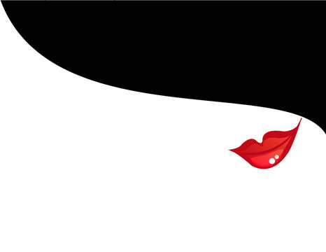 abstract background with female lips and a black hat. vector