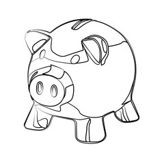 money box contour vector illustration