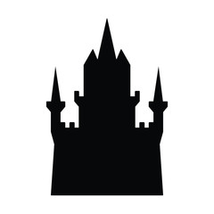 Obraz premium A black and white vector silhouette of a castle