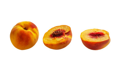 juicy sweet peaches isolated on white
