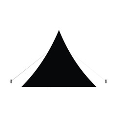 A black and white vector silhouette of a tent