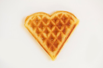 Heart shaped cookies. Viennese waffles on a white background