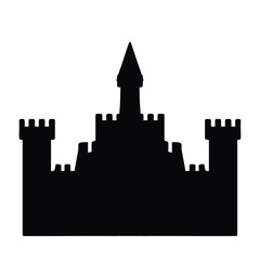 A black and white vector silhouette of a castle