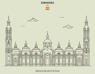 Basilica of Our Lady of the Pillar in Zaragoza, Spain. Landmark icon