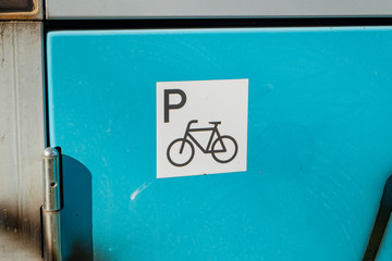 Bicycle box parking lot lockable in blue