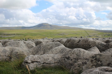 mountain landscape with blue sky and clouds yorkshire dales