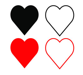 Heart icon. Social nets like red heart web buttons isolated on white background. Valentines Day. Vector illustaration.