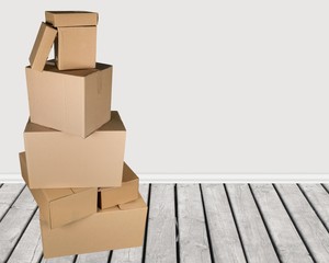 Lots of stack cardboard boxes on an interior background