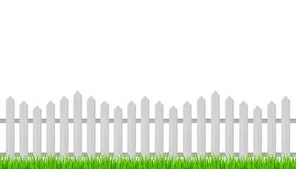 Wooden fence and grass. Vector stock illustration.