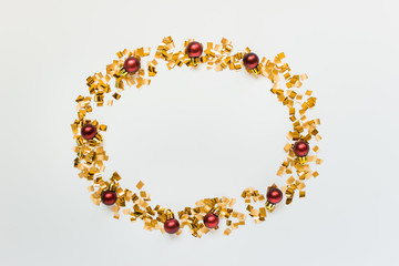 Golden Chrismas wreath with red balls