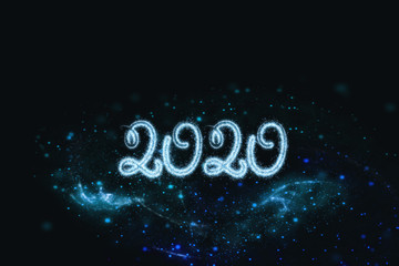 Silvester - New Year 2020 blue sparkles