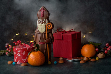 Saint Nicholas chocolate with gift