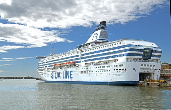 Silja Line in Helsink. Finnish cruiseferry for car, cargo and passenger traffic between Finland and Sweden