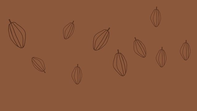 stop motion hand drawn cocoa beans falling