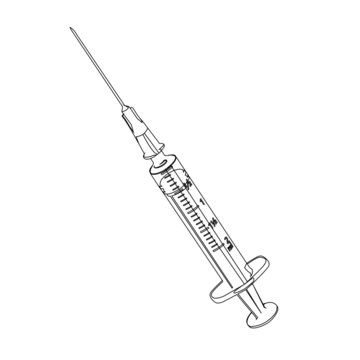 syringe contour vector illustration isolated