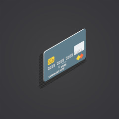 isometric plastic bank card illustration.