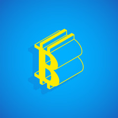 isometric cryptocurrency bitcoin sign illustration.