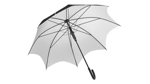 Umbrella parasol classic open with white bottom. 3D rendering
