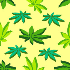 isometrcic marijuana leafs seamless pattern.