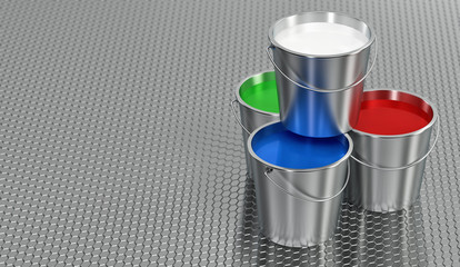 Red, Green, Blue Paint Buckets