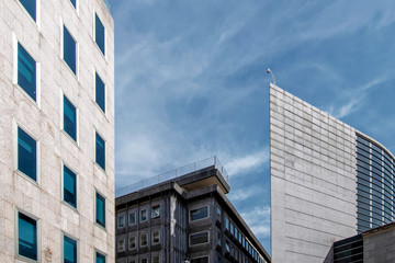 Fototapeta premium Facades of buildings in the center of Madrid seen at an angle