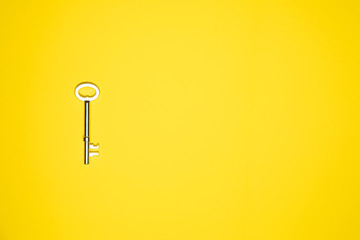 Key on yellow background. Minimal creative style