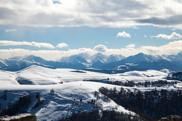 Fototapeta premium The Caucasus mountains and the ski resort 