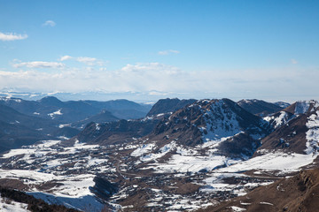 The Caucasus mountains and the ski resort 