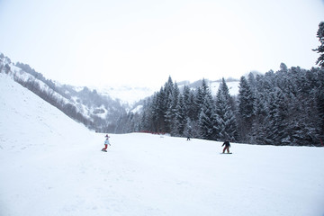 Naklejka na ściany i meble The Caucasus mountains and the ski resort 