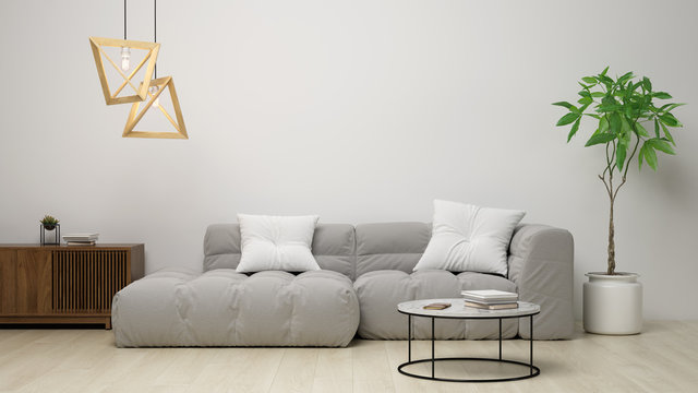 Interior of modern living room 3D rendering