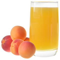 Fresh apricot juice isolated