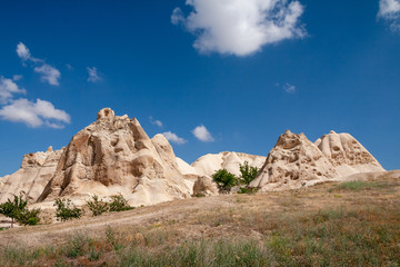 Fototapeta premium Rock formations at Göreme, Open air UNESCO world heritage site Museum in Cappadocia, Turkey