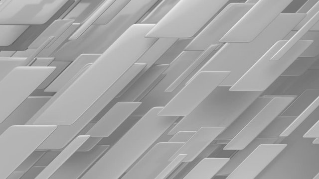 This motion graphics clip features a clean, white and gray background of abstract diagonal lines moving in loop.