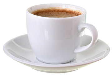 White porcelain cup with coffee isolated