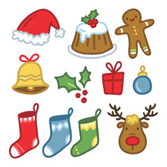 Winter and Christmas themed holiday doodles