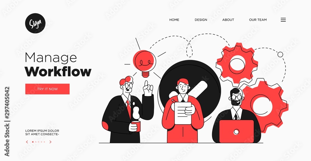 Poster presentation slide template or landing page website design. business concept illustrations. modern f