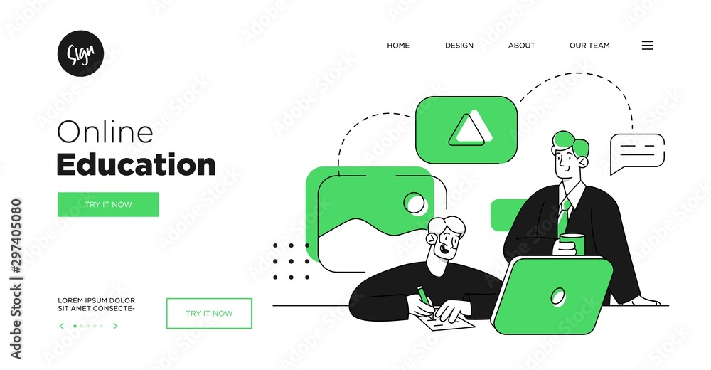 Canvas Prints presentation slide template or landing page website design. business concept illustrations. modern f