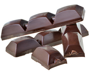 Broken chocolate bar isolated