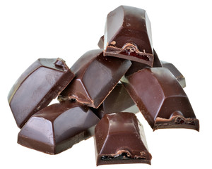 Broken chocolate bar isolated
