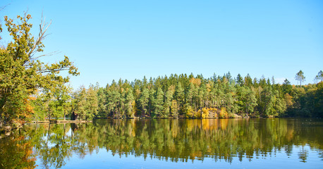  Autumn in Stirin Castle Park near Prague, Czech Republic                              