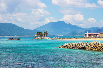 Beautiful sunny beach of Boundary island near Sanya, Hainan island, South China sea, China, Asia