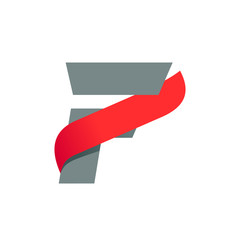 F letter logo with fast speed red wing.