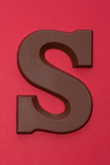 Chocolate letter S. Symbol of Dutch feast called Sinterklaas.